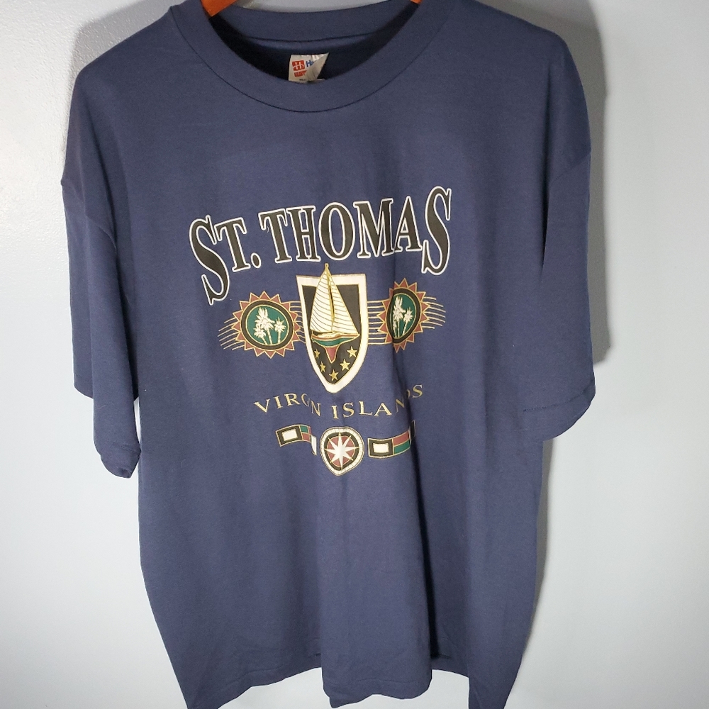 vintage single stitch St Thomas Virgin Isl t shirt Hanes Tag Size Xl Made In USA